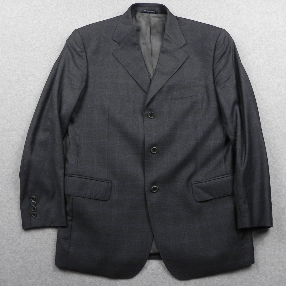 Zanieri Blazer Mens 42R Regular Reda Wool 3-Button Suit Jacket Gray Plaid Italy